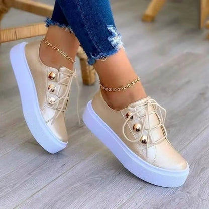 QUINTY | Comfortabele Dames Sneaker Met Dikke Zool & Glanzende Details - Stijl & Comfort