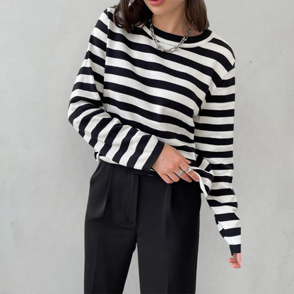 EZRA | Gestreept T-Shirt met Lange Mouwen voor Dames – Tijdloos, Comfortabel & Perfect te Combineren