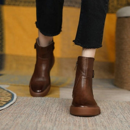 Dames Leren Enkellaarsjes met Gesp | Tijdloos, Comfortabel & Warm