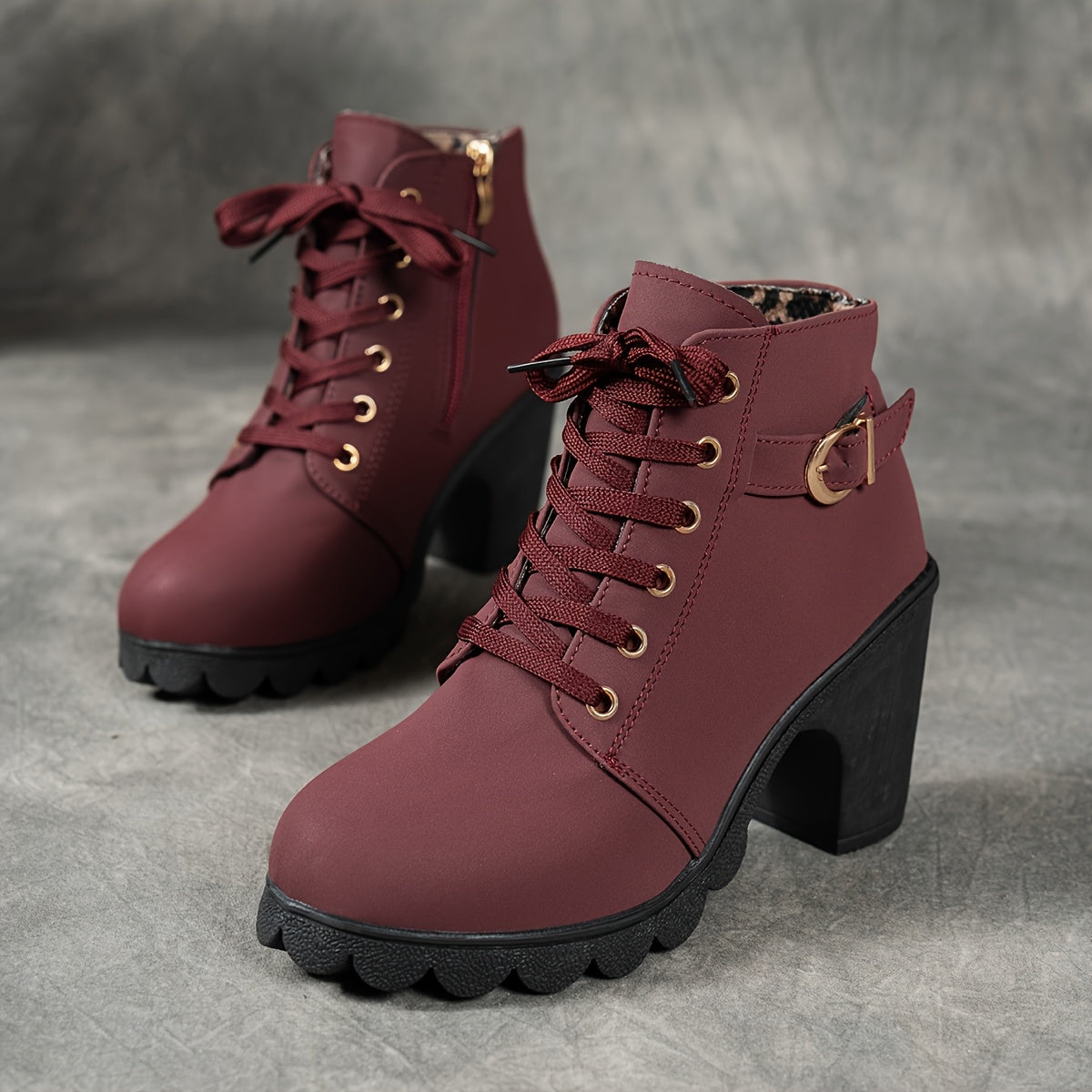 Dames Enkelboots Met Blokhak | Comfortabele All-Season Veterschoenen