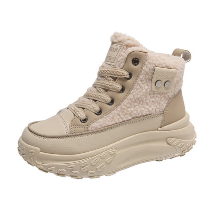 Fleece-Gevoerde Hoge Dames Sneakers | Warme Winter Sneakers Met Dikke Zool