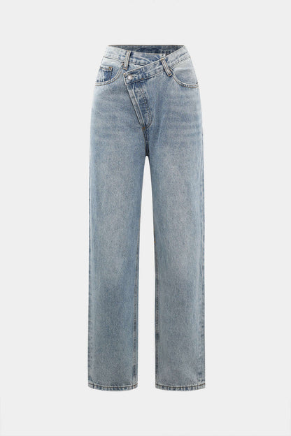 AYLA | Asymmetrische Taille Dames Denim Jeans – Uniek, Comfortabel en Eigentijds