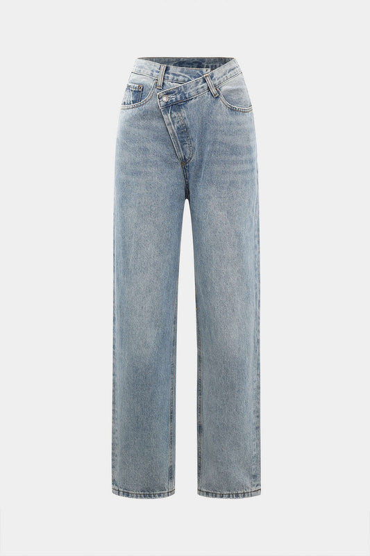 AYLA | Asymmetrische Taille Dames Denim Jeans – Uniek, Comfortabel en Eigentijds
