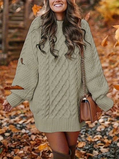 Oversized Gebreide Kabel Trui Voor Dames | Warme Chunky Sweater Met Lange Pasvorm