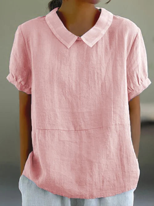 MARTINA | Dames Zomer Blouse Met Omgeslagen Kraag En Korte Mouwen – Licht, Luchtig & Stijlvol