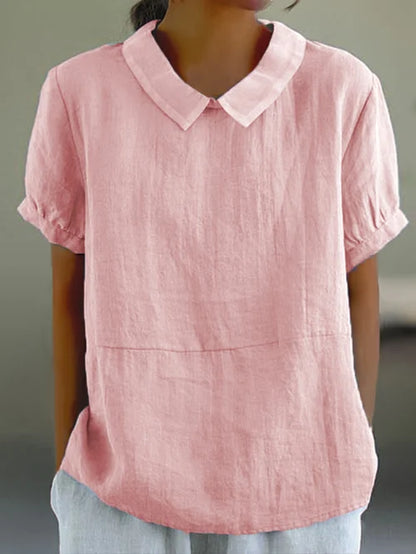 MARTINA | Dames Zomer Blouse Met Omgeslagen Kraag En Korte Mouwen – Licht, Luchtig & Stijlvol