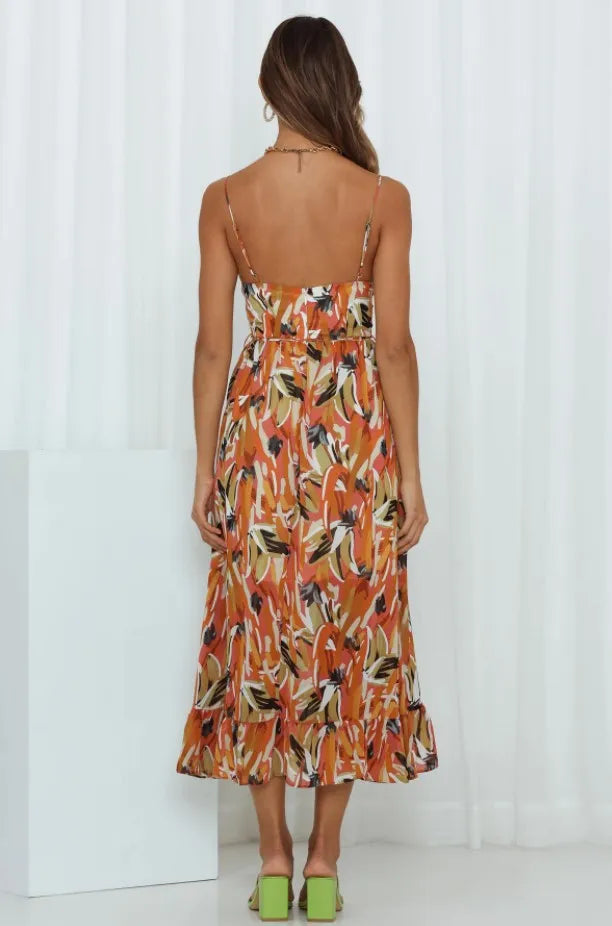 MILA | Zomerse Midi Jurk Voor Dames Met Kleuren Print – Elegant, Luchtig & Fris
