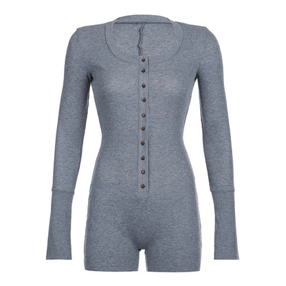 MAYRA | Dun Gebreide Jumpsuit Voor Dames Met knoop Design - Stijlvol, Casual & Comfortabel
