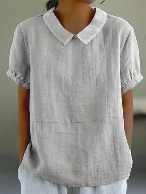 MARTINA | Dames Zomer Blouse Met Omgeslagen Kraag En Korte Mouwen – Licht, Luchtig & Stijlvol