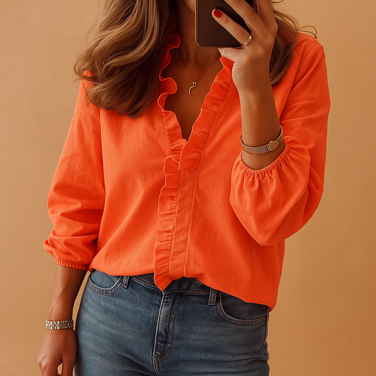 EMILIANA | Luchtige Dames Blouse Met Ruches Design - Casual, Stijlvol & Flatterend