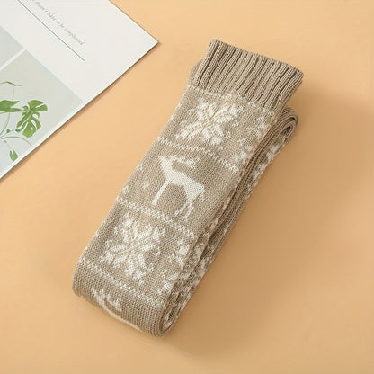 Kerst Kniekousen Voor Dames | Warme Gebreide Winter Kniekousen Met Feestelijke Print
