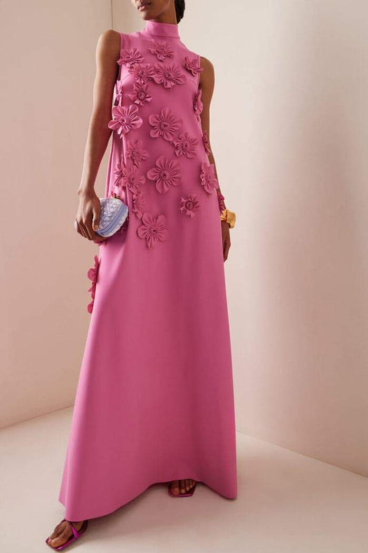 ANNICK | Maxi Jurk Voor Dames Met 3D Bloemen Design - Elegant & Stijlvol