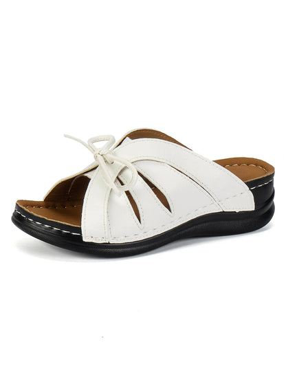 NORA | Orthopedische Instap Slippers Voor Dames Met Vegan Leer En Strikje – Comfortabel, Elegant, Duurzaam