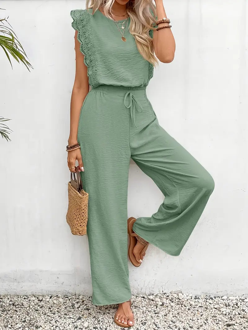 NOÉMI | Luchtige Jumpsuit Met Kantdetails – Vrouwelijk, Comfortabel & Ideaal Voor Warme Dagen