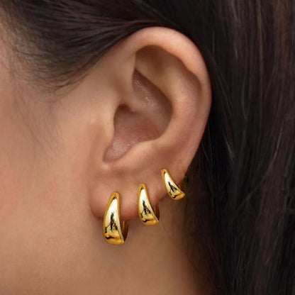 LENA | 3-Delige Set Ovale Oorbellen Voor Dames in Goud of Zilver