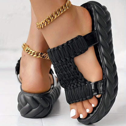 YARA | Geweven Orthopedische Plateau Sandalen Voor Dames Met Gevlochten Motief – Comfortabel, Modieus, Verhogend