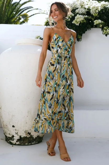 MILA | Zomerse Midi Jurk Voor Dames Met Kleuren Print – Elegant, Luchtig & Fris