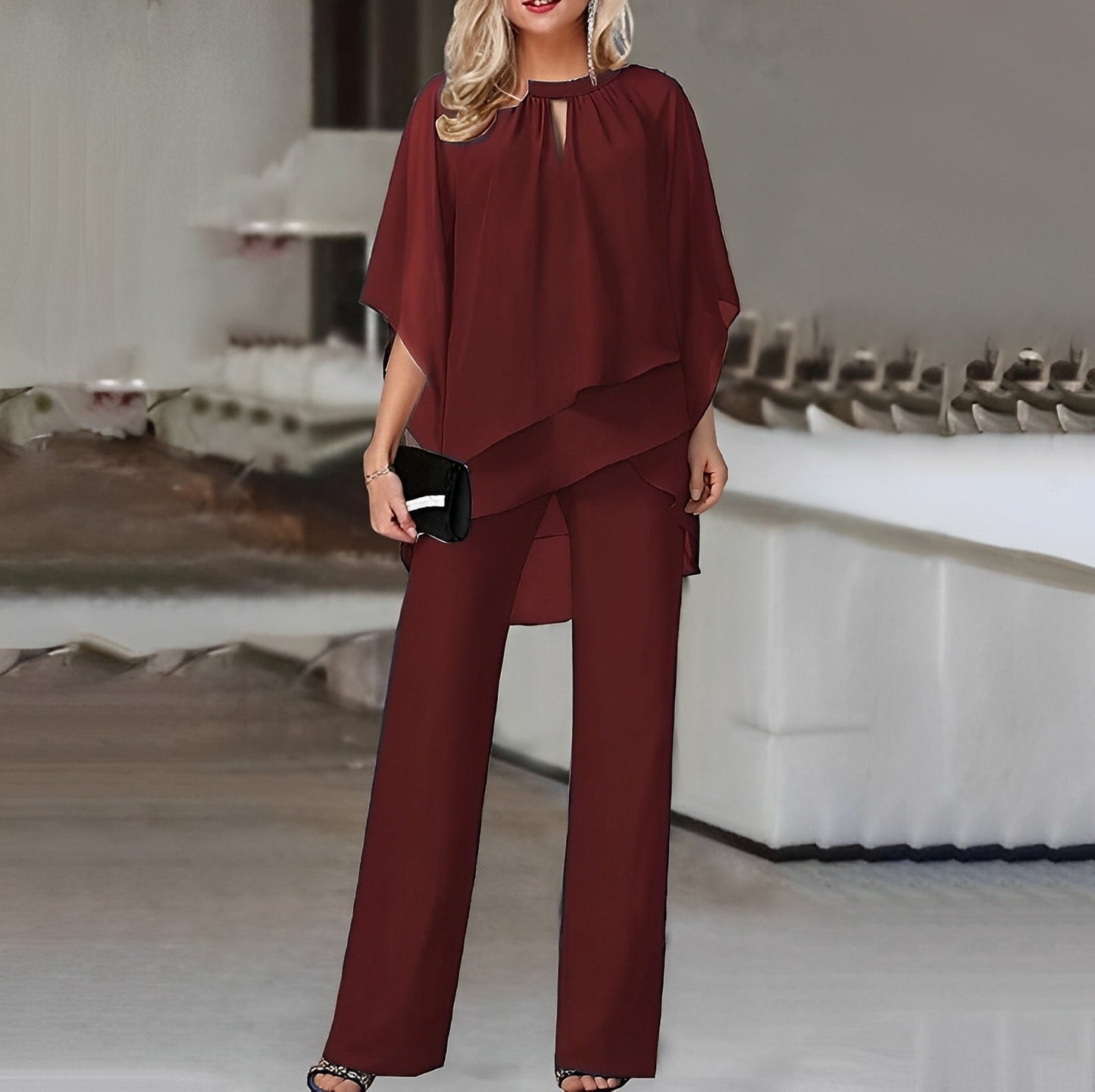 Luxe dames tweedelige set met cape-top | Moeiteloze klasse zonder concessies!