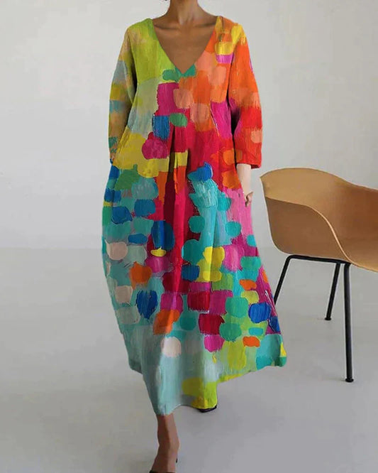 LIVIA | Kleurrige Dames Zomerjurk Met Print – Licht, Ademend & Ideaal Voor Warme Dagen