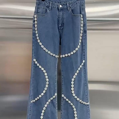 ELOÍSA | Damesjeans Met Steentjes En Rechte Pijp – Flatterend, Uniek & Comfortabel!