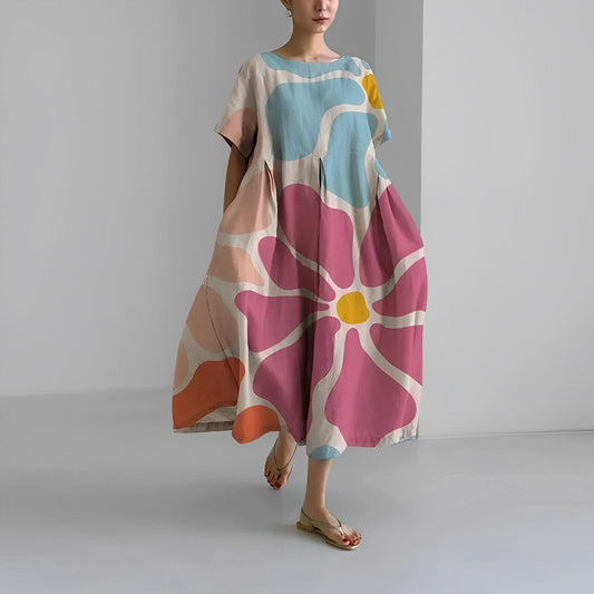 SERINA | Bedrukte Damesjurk Met Bloemenprint – Tijdloos, Vrouwelijk & Comfortabel Voor Elke Zomerdag