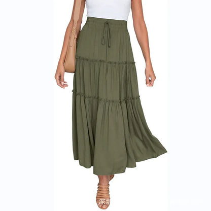 SIA | Zomerse Maxi-Rok met Gelaagde Look en Verstelbare Tailleband