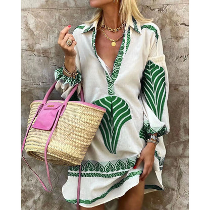 NERISA | Dames Katoen  & Linnen Zomerjurk Met Boho Design