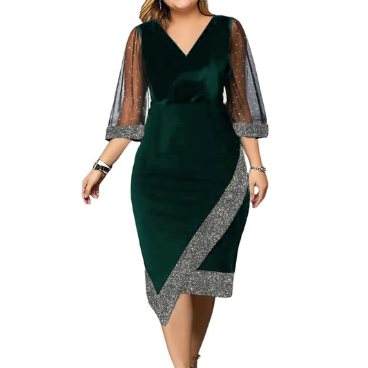 Elegante herfst feestjurk | Plussize glamour met verfijnde sprankel!