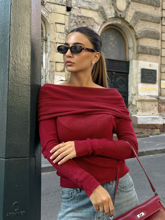 KEISHA | Rode Casual Chique Top Voor Dames - Comfortabel & Elegant
