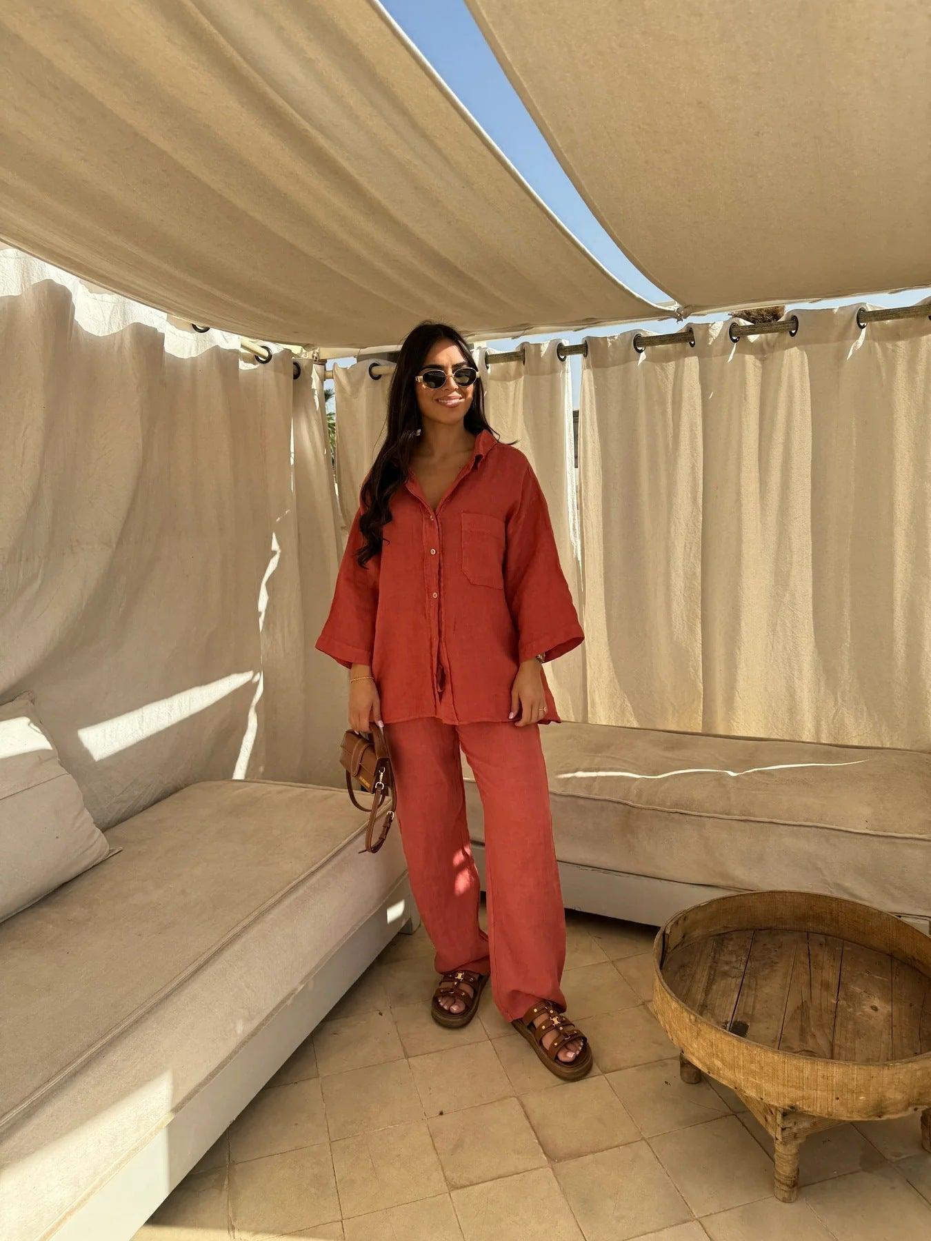 TALINA | Zomerse Linnen Set Dames – Zacht, Luchtig en Modieus