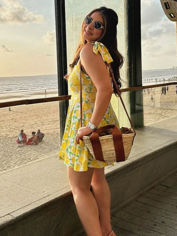 LEMONA | Zomerse Jurk Met Citroenen Print - Luchtig, Fris & Elegant