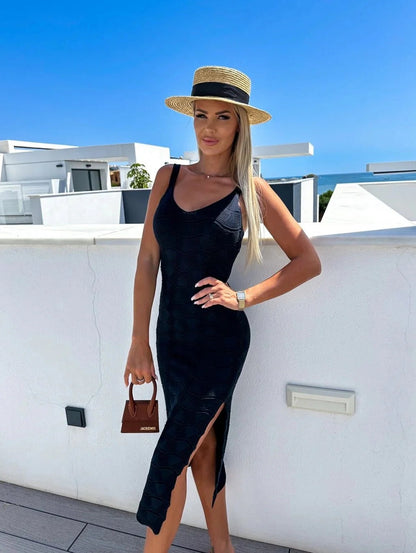 ELSKE | Mouwloze Comfortabele Stretch Zomer Jurk Met Slit – Licht, Soepel, Praktisch