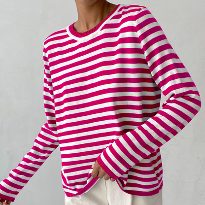 EZRA | Gestreept T-Shirt met Lange Mouwen voor Dames – Tijdloos, Comfortabel & Perfect te Combineren