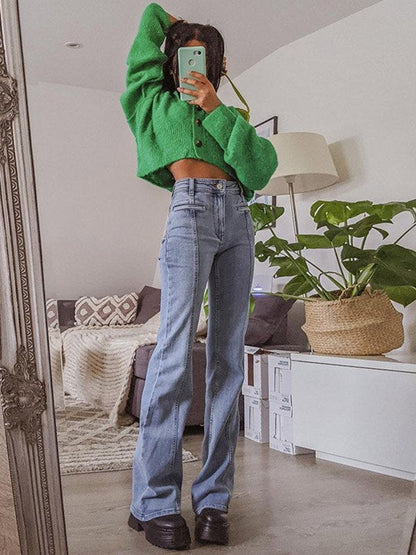 Dames Flare Jeans Met Rode Ster | Vintage Y2K Statement Jeans