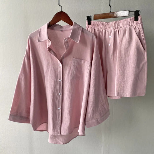 CAMILA | Casual Luchtige Linnen Katoen Dames Set – Luchtig, Comfortabel & Tijdloos Verfijnd