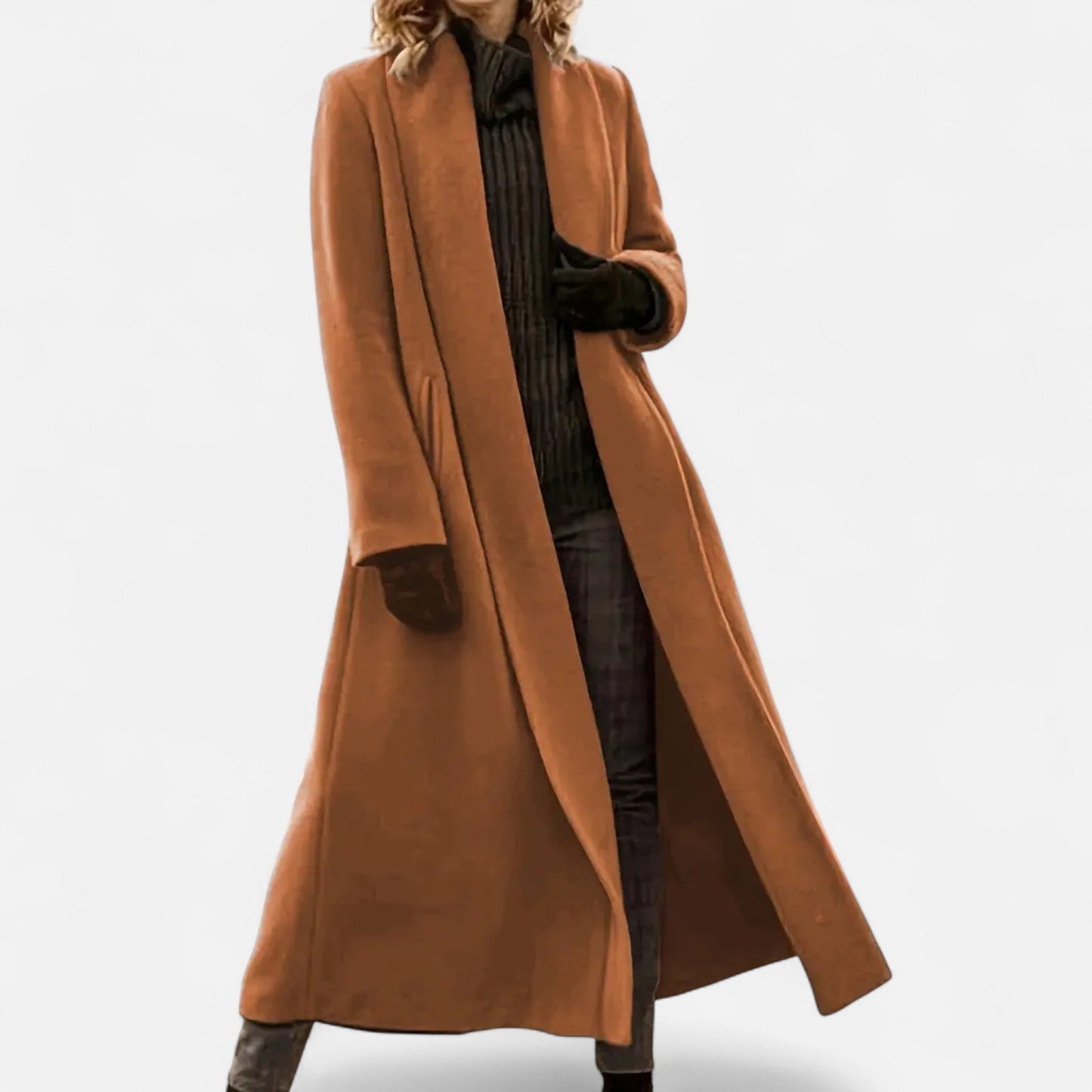 Lange Elegante Dames Coat Met Lape-Kraag - Perfect voor de Koude periode