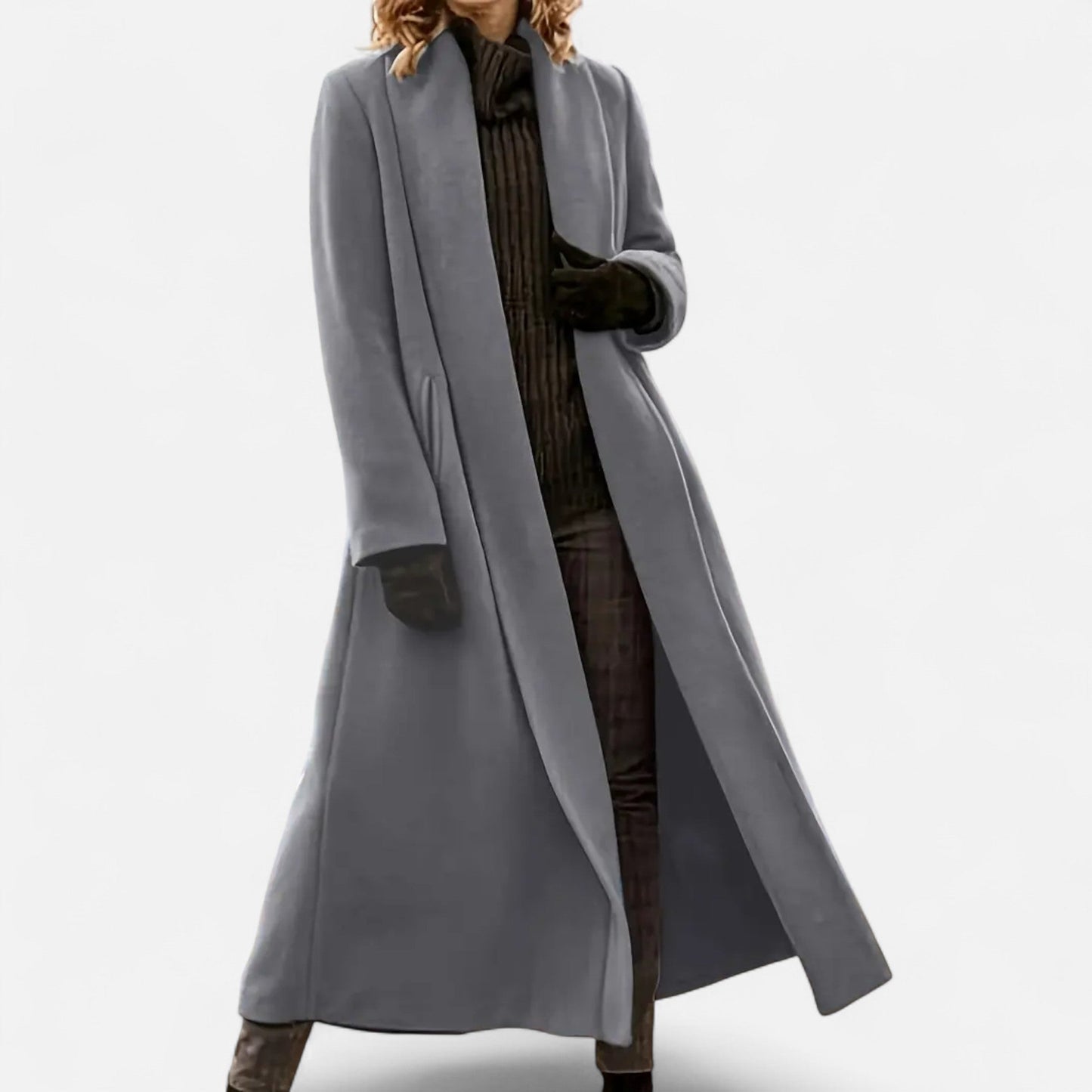 Lange Elegante Dames Coat Met Lape-Kraag - Perfect voor de Koude periode