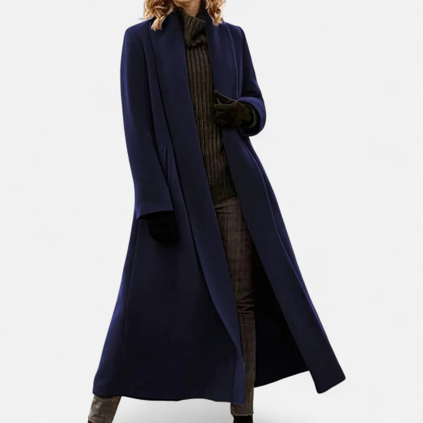 Lange Elegante Dames Coat Met Lape-Kraag - Perfect voor de Koude periode