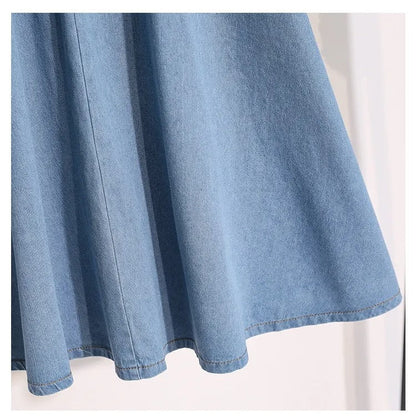 RENATA | Dames Midirok van Lichtgewicht Denim Met Knopen & Elastische Taille – Tijdloos, Comfortabel en Casual Chic