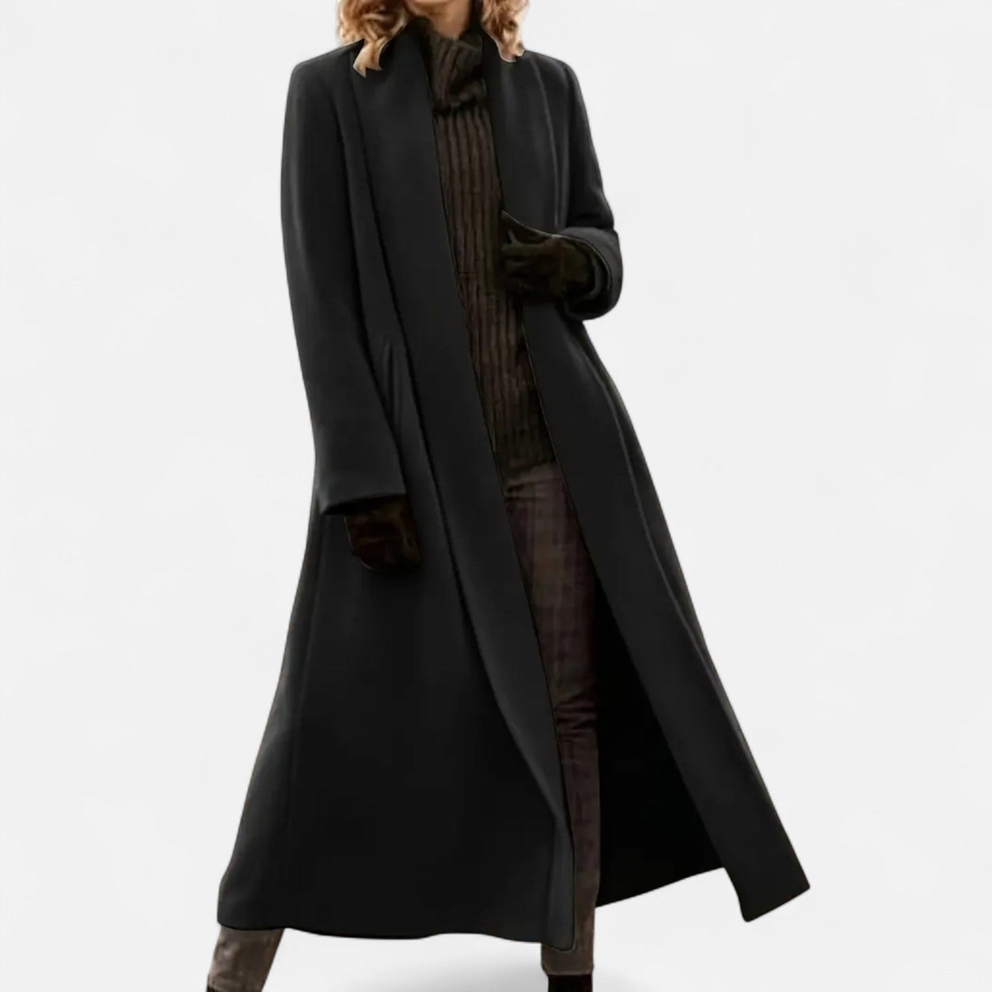 Lange Elegante Dames Coat Met Lape-Kraag - Perfect voor de Koude periode