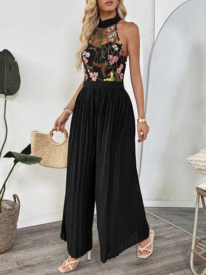IRMA | Geborduurde Kanten Dames Jumpsuit met Palazzo Broek – Elegantie en Statement in Één