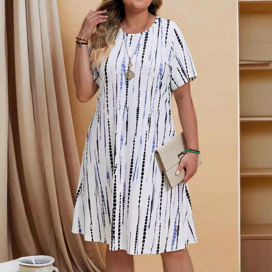 KANA | Casual Dames Jurk Met Geometrische Print – Vloeiend, Flatterend & Perfect Voor Elke Dag