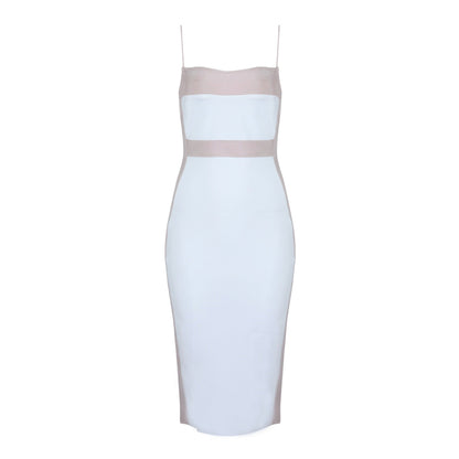 TERESA | Dames Midi-Jurk Met Dunne Bandjes En Tweekleurig Design – Verfijnd, Slank & Perfect Voor Avondelegantie