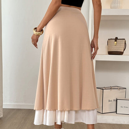 REMI | Lange Vloeiende Satijnrok Met Dubbellaagse Look – Elegant, Vrouwelijk & Perfect Voor Elke Dag