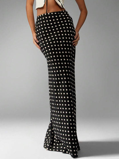 KARLA | Lange Viscose Damesrok met Bolletjesprint – Elegant, Vrouwelijk & Tijdloos