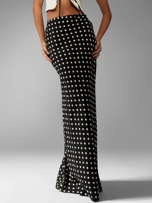 KARLA | Lange Viscose Damesrok met Bolletjesprint – Elegant, Vrouwelijk & Tijdloos