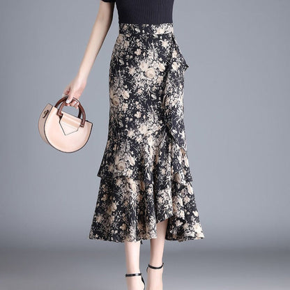 RENATA | Elegante Dames Midirok in Chiffon met Dierenprint en Ruches