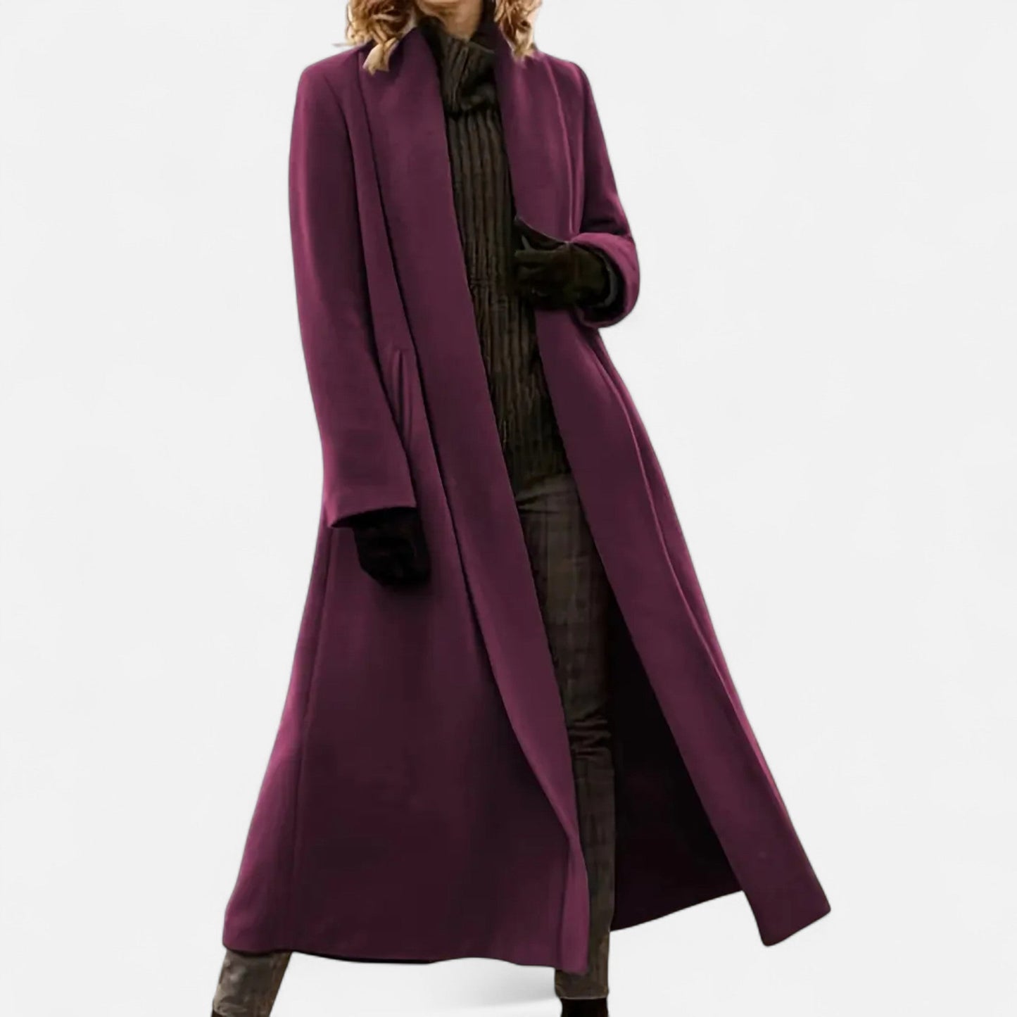 Lange Elegante Dames Coat Met Lape-Kraag - Perfect voor de Koude periode