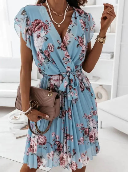 JENOA | Dames Bloemen Zomer Jurk met Taille lint - Zomers & Romantisch