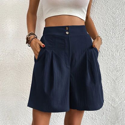 CARO | Dames Zomer Short met Hoge Taille Band met Knopen